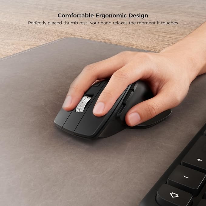 KYSONA Ergonomic Keyboard Mouse Wireless Combo, Full Size Bluetooth Split Keyboard with Wrist Rest, 4 Level DPI Ergo Mouse for Windows Mac OS Computer, Colorful Black