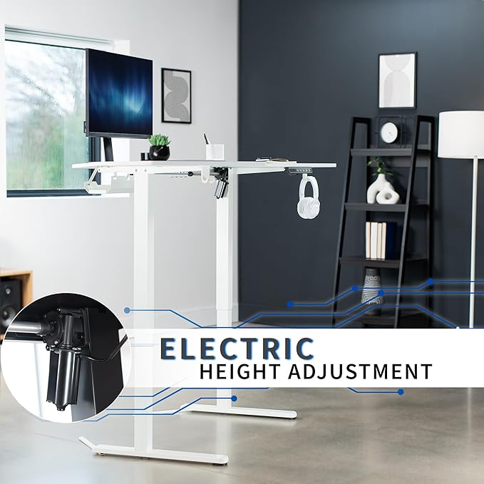 VIVO Electric Corner L-Shaped 47 x 47 in Standing Desk, Memory Height Adjustment, White Top White Frame, DESK-E1L94W
