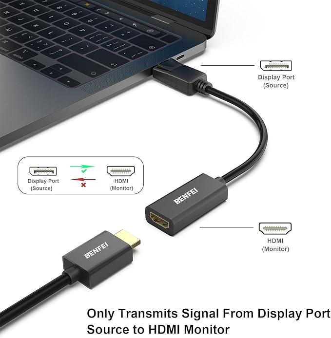 BENFEI 4K DisplayPort to HDMI Adapter 20 Pack, Uni-Directional DP 1.2 Computer to HDMI 1.4 Screen Gold-Plated DP Display Port to HDMI Adapter (Male to Female) Compatible with Lenovo Dell HP Passive