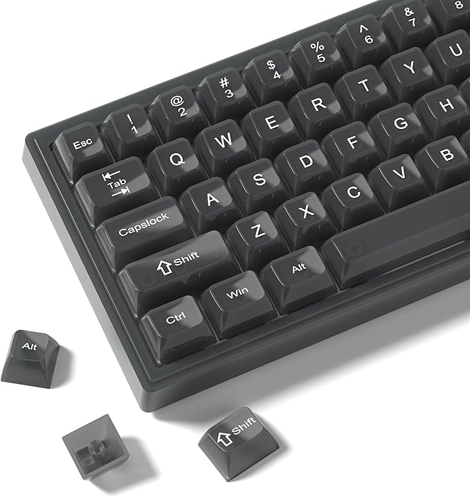 Womier Keyboard Keycaps Jelly, Black Keycaps Clear 60 65 75 100 Percent, Transparent Cute Custom Key Cap Set for Cherry MX, Kailh, Outemu, Gateron Mechanical Keyboards(MDA Profile)