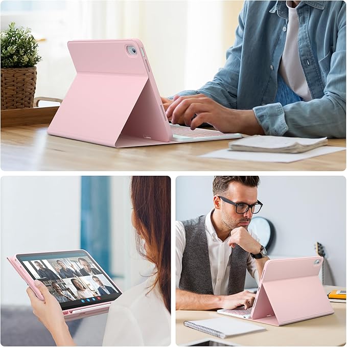 iPad 11th 10th Generation Case with Keyboard 10.9 Inch 2022 Detachable Wireless 7Colors Backlight Keyboard Case with Pencil Holder for and Magnetic Disc Universal Stylus Pen New iPad 10th Gen Pink