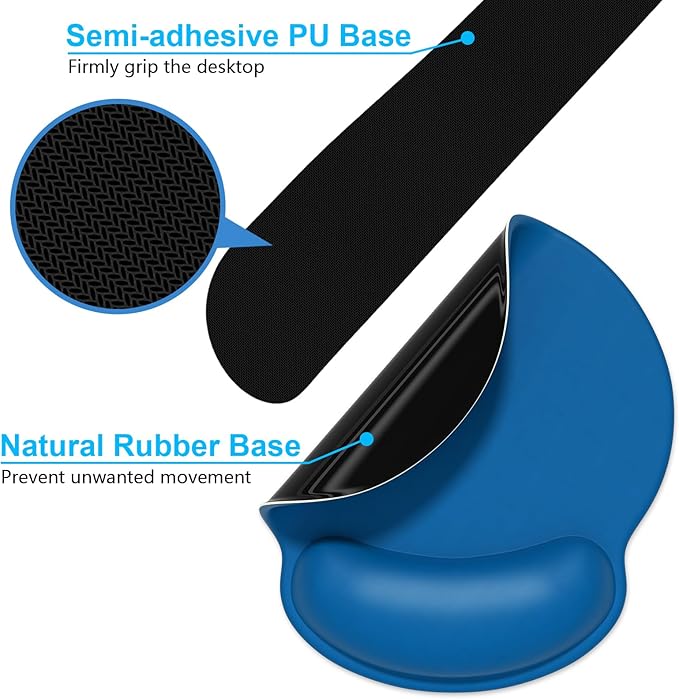 Dapesuom Keyboard Wrist Rest and Mouse Pad with Wrist Support, Memory Foam Cushion for Keyboard and Mouse Set, Ergonomic Desktop Pad Rests with Non Slip Base for Easy Typing & Pain Relief, Dark Blue