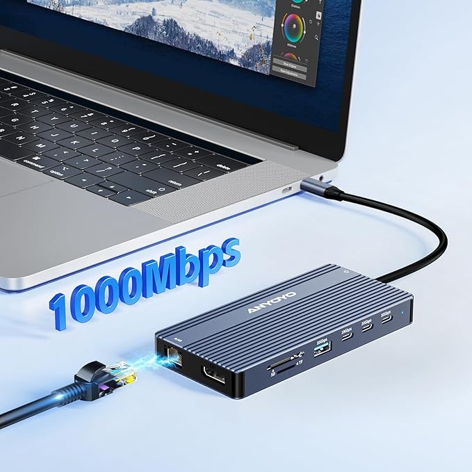 USB C Docking Station Dual Monitor, 14 in 1 Docking Station 3 Monitors with 2 * 4K HDMI, DP, 5*USB-A/C 10Gbps Ports, Ethernet, SD/TF,100W PD, Hub Multiport Adapter for HP/Dell/Lenovo