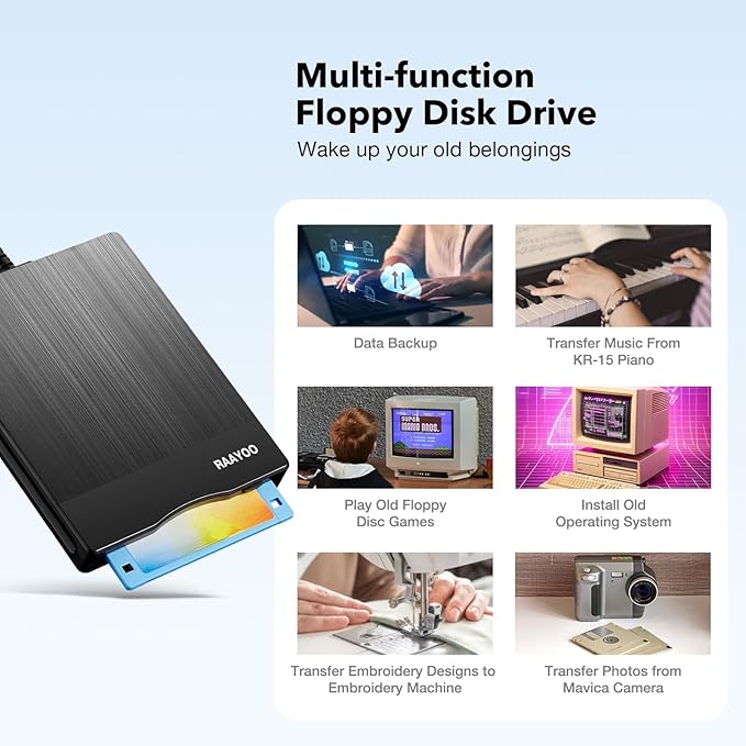 Floppy Disk Reader 3.5 inch USB Floppy Disk Drive External 3 1/2 floppy disc reader Portable Floppy Diskette Drive USB C For PC Laptop Notebook Computer With Windows 11/10 (Brushed Texture, 3.5 inch)