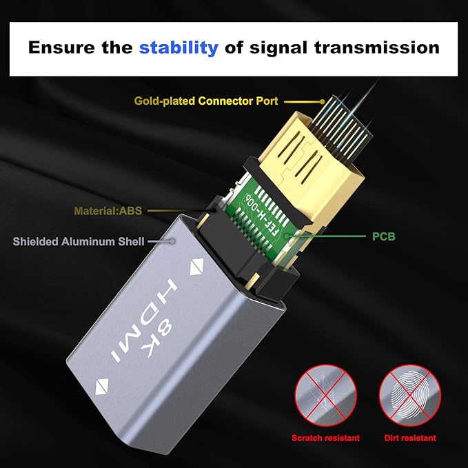 VCELINK HDMI Coupler 8K, HDMI 2.1 Female to Female Extension Adapter to Extend 2 Short Cables, Support 8K@60Hz / 4K@120Hz 120UHD, 3D, HDR, ARC Compatible with Laptop, PC, Monitor, Roku TV, 6 Pack