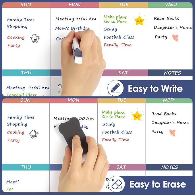 MaxGear Magnetic Dry Erase Calendar for Refrigerator, 11"x14" Monthly and Weekly Calendar Whiteboard for Fridge Magnet Board Erasable Fridge Planner Whiteboard, Chore Schedule for Adults, to do List