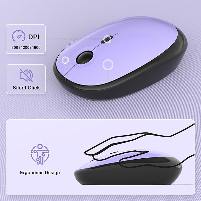 MOFII Wireless Keyboard and Mouse Combo - Blackpurple-Gradient Full-Sized Plug and Play Colorful Computer Keyboards - 104 Keys Round Keycap USB 2.4G Cute Keyboard for Windows/Laptop/Mac/Desktop/PC