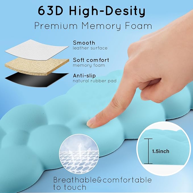 Cloud Wrist Rest for Computer Keyboard and Mouse - Ergonomic Memory Foam With Non-Slip Base - Extended Arm Support for Typing Pain Relief, Office, Gaming