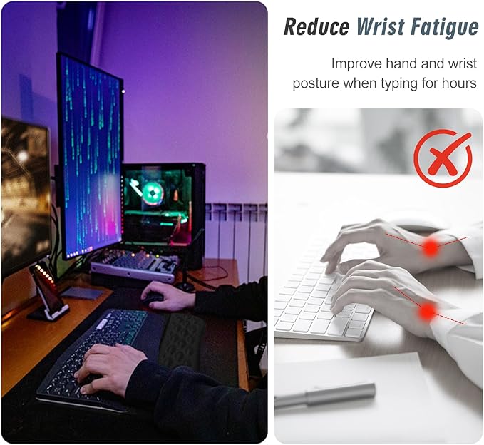 Computer Keyboard Stand with Wrist Rest,Ergonomic Tilted Keyboard Holder,Keyboard Tray Support Relieve Pain & Fatigue(Black)
