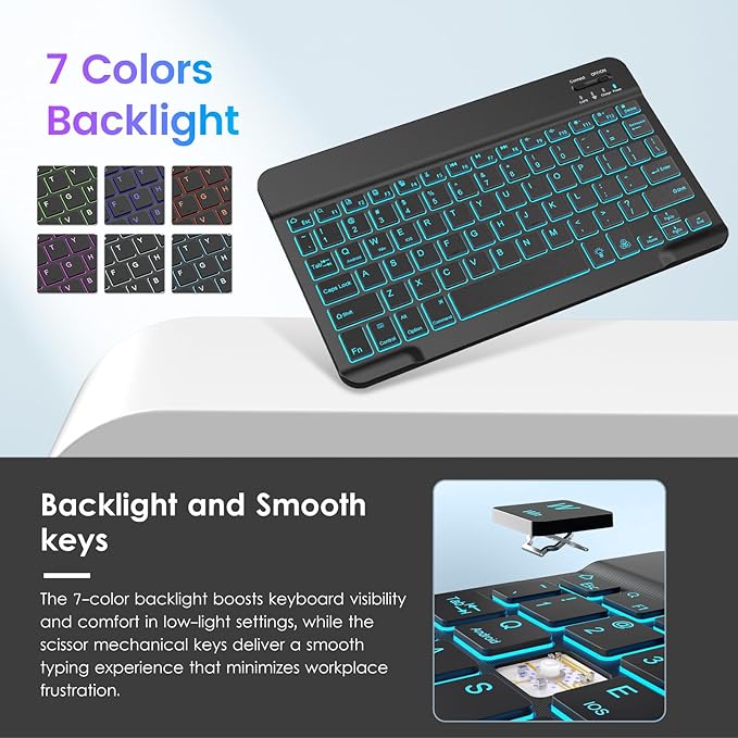 VIKESI Keyboard Case for iPad (A16,2025) 11th Generation/iPad 10th Generation Case (10.9" 2022),Premium Leather Smart Cover,Built-in Breathing Light,Function Row,Pencil Holder,Card Slots - Black Brown