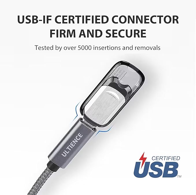 USB-C Female to USB 3.0 Male Adapter Cable, 10Gbps Ultra-Fast Transfer Speed, 60W Fast Charging, Durable Braided 1.2m Cable, Sturdy Metal Plug for Laptops, PCs & Smartphones (Grey 3.3ft)