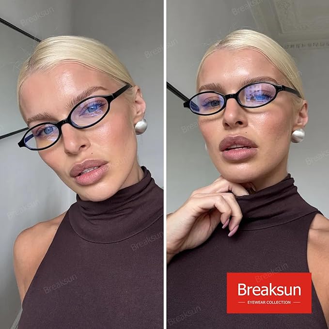 Retro Small Oval Glasses for Women Men 90s Small Face Blue Light Eyeglasses Cosplay Y2K Fake Glasses