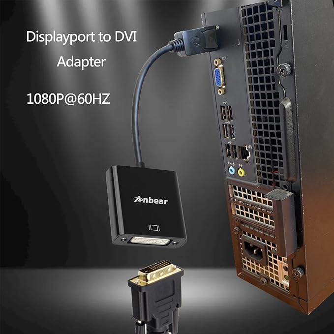 DisplayPort to DVI Adapter, Display Port to DVI-D Adapter (Male to Female) Compatible with Computer,Desktop,Laptop,PC