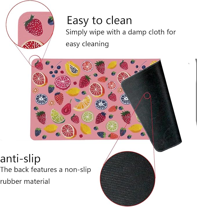 Colorful Cute Fruit Mouse Pad,Pink Cottagecore Strawberry Mouse Pads,Summer Orange Desk Mat for Home Office Dorm Desktop Decor,23.6x11.8 Inch