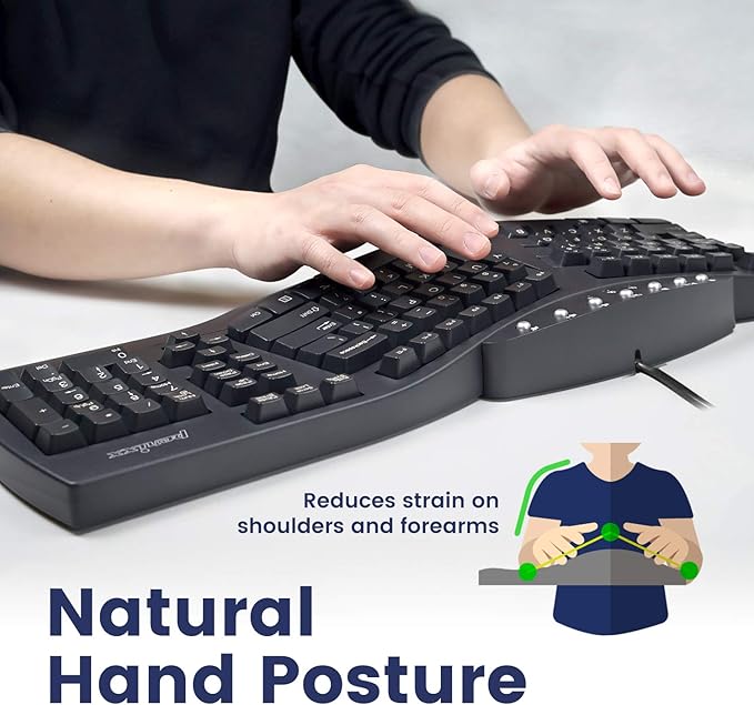 Perixx Wired Ergonomic PERIBOARD-512 with Wireless Ergonomic Veritcal Mouse PERIMICE-713