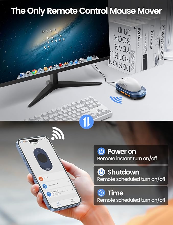 Vaydeer M4 Utra Mouse Mover with APP, Undetectable Mouse Jiggler Device with Remote Control and Timer Function, Driver-Free Shaker Wiggler Mouse Movement Simulation for Computer Awakening-Orange