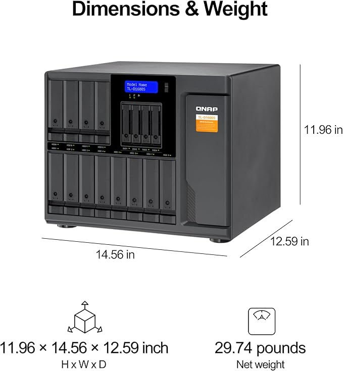QNAP TL-D1600S 16 Bay SATA 6Gbps JBOD Storage Enclosure.PCIe SATA Interface Card (QXP-1600eS) Included
