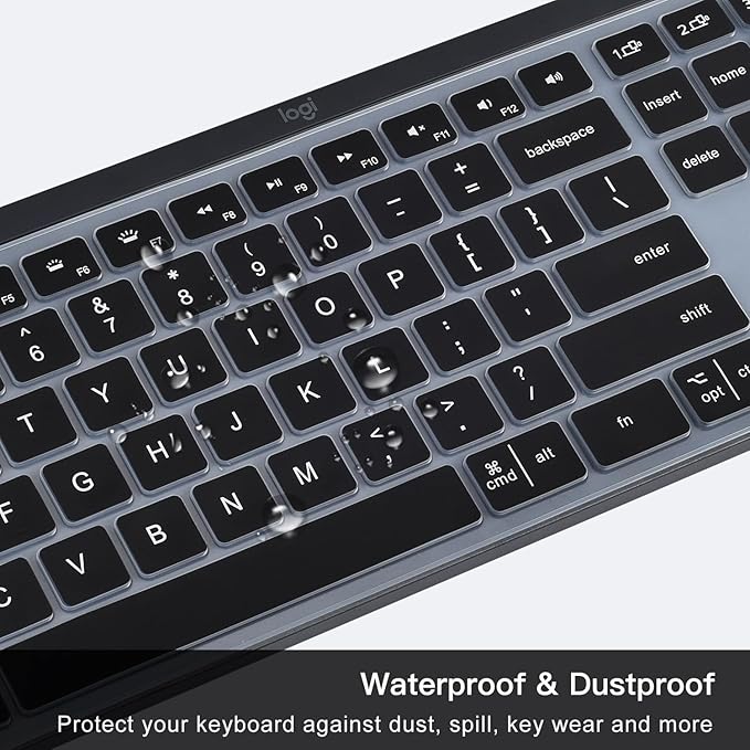 Keyboard Cover Skin for Logitech MX Keys S & MX Keys Advanced Illuminated Wireless Keyboard, Logitech Craft Advanced Wireless Keyboard Protector, (Not Fit MX Keys S for Mac), Black