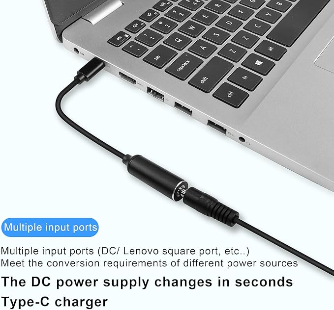 DC 7.4mm x 5.0mm Female Input to USB C PD Male Power Charging Cable,65W DC7450 to USB Type-C PD Output 5V/9V/20V Cable with PD Chip Inside,for Phones,Tablets,Laptops with USB c