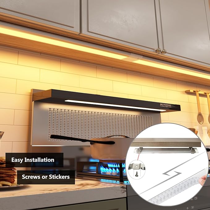 LED Under Cabinet Lighting USB Plug in Cabinet Lights,3 Levels CCT(3000K/4000K/6000K),Ultra-Thin 12Inch - 2X Dimmable Indoor Light Bar Linkable for Under Counter,Desk,Shelf,Closet,Workbench,8W,720LM