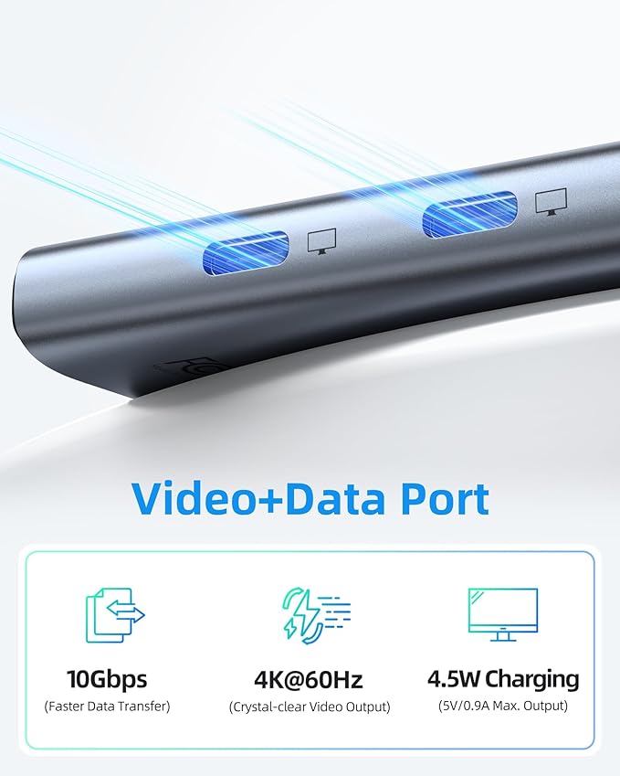 Selore USB-C Splitter with Dual 4K@60Hz Video Output,USB-C to USB-C Hub Dual Video Monitor with DP Alt Mode,10Gbps Data Transfer,100W PD,Docking Station Dual Monitor for Laptop iPad Dell HP and More