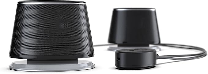 Amazon Basics Bluetooth Computer Speakers with USB 3.0, LED Blue Lighting, Volume Control, USB Powered, Set of 2