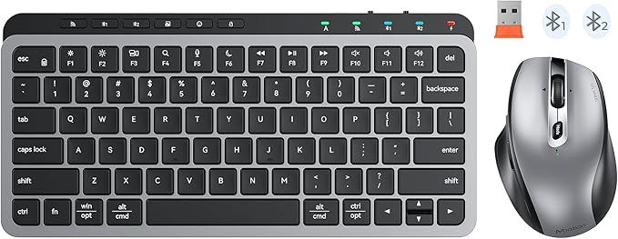 MEETION Wireless Bluetooth Keyboard and Mouse Combo, Rechargeable Slim Wireless Keyboard and Mouse, 3 Multi-Device Connection, Low-Profile Compact Keyboard, for PC Laptop Tablet iPad, Windows/Mac/iOS