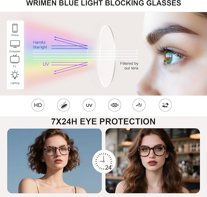 Blue Light Blocking Glasses For Woman/Men,Computer Glasses,Anti Eyestrain & UV Protection Eyeglasses