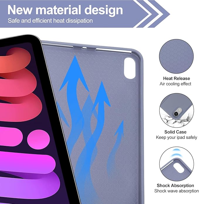 BORIYUAN iPad mini 6 Keyboard Case 2021, Detachable Wireless Bluetooth Keyboard Slim Folio Smart Cover with Build-in Pencil Holder for iPad mini 6th Generation 8.3 inch – Lavender