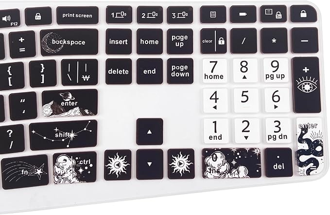 Cute Silicone Keyboard Cover for Logitech Ergo K860 Ergonomic Keyboard, US Layou, Sun and Moon