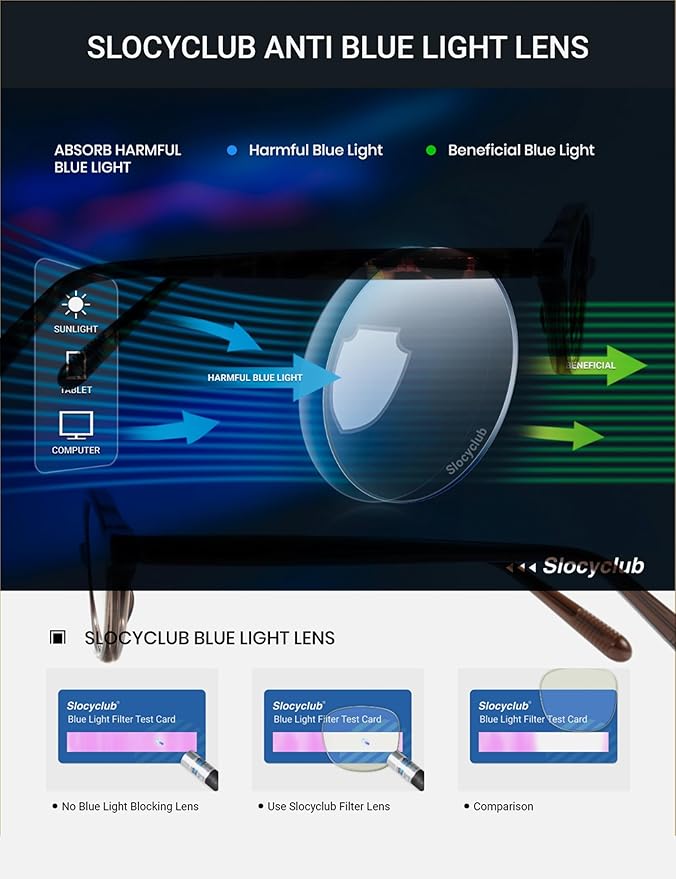 Slocyclub Square Blue Light Blocking Glasses for Women Men Vintage Rectangular Frame Eyeglasses Retro Small Square Glasses