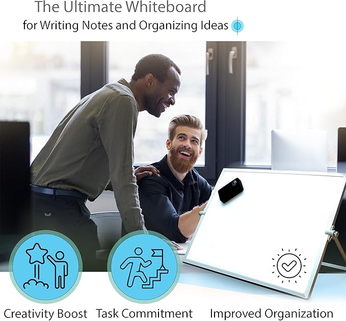 12×16″ Magnetic Dry Erase Whiteboard – Double‑Sided Desktop Board with Stand, 10 Markers, 4 Magnets, Eraser – Home, Office, Kids
