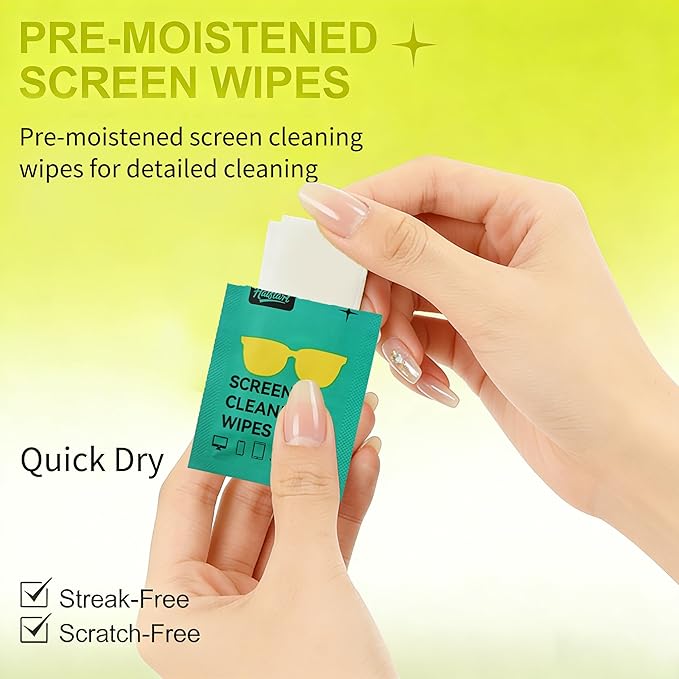 Screen Cleaner Lens Wipes for Electronics, 120 Count Eyeglass Cleaning Wipe for Screens Individually Wrapped, Electronic Wipes for Phone Laptop Computer Tablet Monitor TV