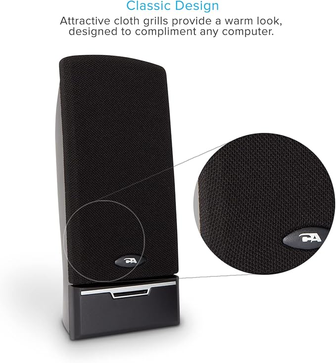 Cyber Acoustics CA-2014USB 2.0 Multimedia Desktop Computer Speakers, Compatible with USB C or A Devices, Adapter Included