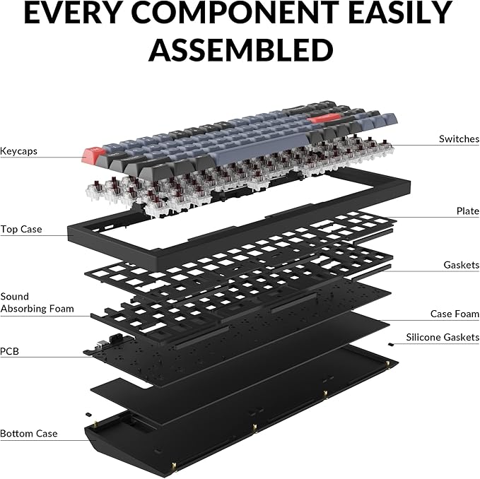 Keychron Q7 Wired Custom Mechanical Keyboard, 70% Layout QMK/VIA Programmable Macro with Hot-swappable Gateron G Pro Brown Switch Double Gasket Compatible with Mac Windows Linux (Black - New)