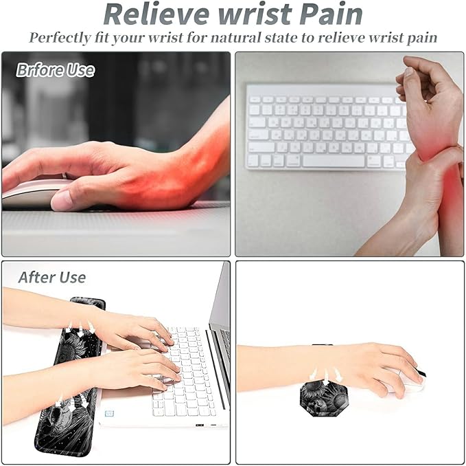 3Pcs Mouse Pad Set, Gothic Skull Sunflowers Large Gaming Mouse Pad with Stitched Edge, Ergonomic Memory Foam Keyboard Wrist Support and Mouse Wrist Rest Cushion, Pain Relief Non-Slip Desk Pad Combo