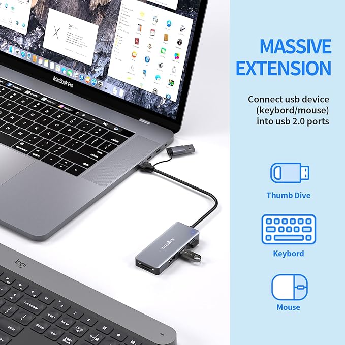 USB 3.0 to hdmi Adapter&USB c to hdmi Adapter 2 in 1,ZIYUETEK 5-in-1 USB C and USB3.0 Docking Station, Suitable for MacBook Pro/Air/M1/M2/Mac, Windows7/8/10/11, Android 7 and Above