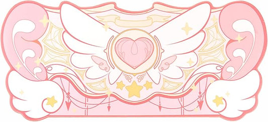 GeekShare Large Gaming Mouse Pad Kawaii Pink Non-Slip Rubber Back Mouse Pad Big Waterproof Desk Mat for Keyboard and Mouse Perfect for Gaming,or Home Office Work - Star Wings（Super Dense Cloth）