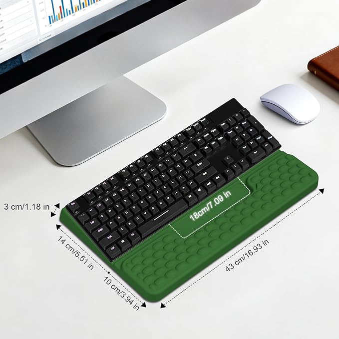 Keyboard Stand with Wrist Rest, Computer Keyboard Pad with Wrist Support, Ergonomic Keyboard Riser Holder Lift Tray, Soft Memory Foam Desk Wrist Pad for Office, Home, School - Green