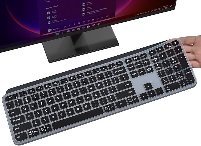 Keyboard Cover Skin for Logitech MX Keys S & MX Keys Advanced Illuminated Wireless Keyboard, Logitech Craft Advanced Wireless Keyboard Protector, (Not Fit MX Keys S for Mac), Black
