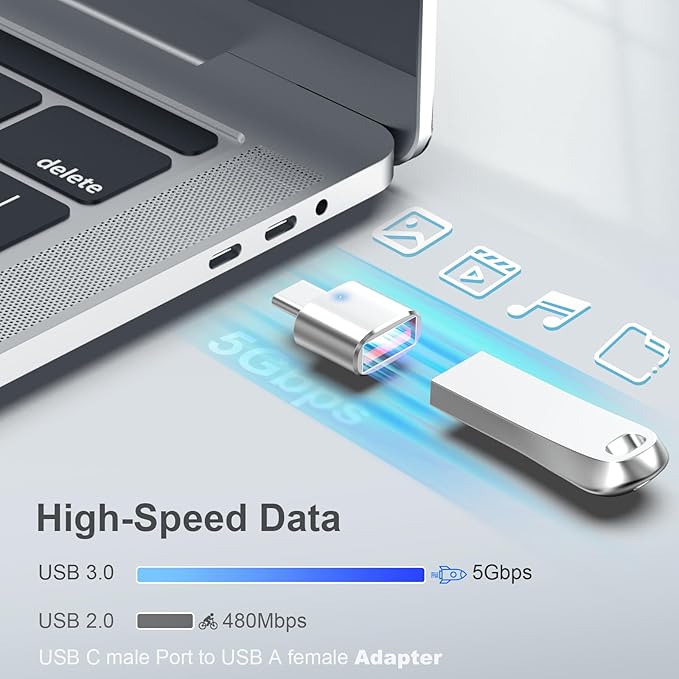 3Pack Upgraded USB C to USB Adapter, High-speed data Transfer, USB C Male to USB 3.0 Female OTG Adapter for iPhone17 16 15, Mac, iPad, Samsung Galaxy S24 S25,Notebook, and More Type C Devices