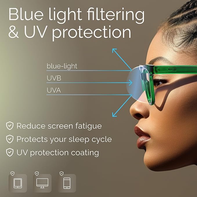 miyya Blue Light Glasses for Women & Men – Oversized UV & Blue Light Blocker Chunky Frames, Stylish Eyewear Accessories