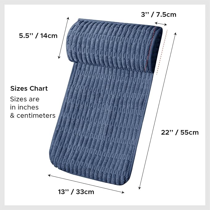 WdFour Headrest Memory Pillow, Support Cushions for Neck, Back or Foot for Sofas, Recliners, Office Chairs, Massage Chairs for Neck Pain Relief and Cervical Support. (Navy Blue, 13" Wx2.7 D)