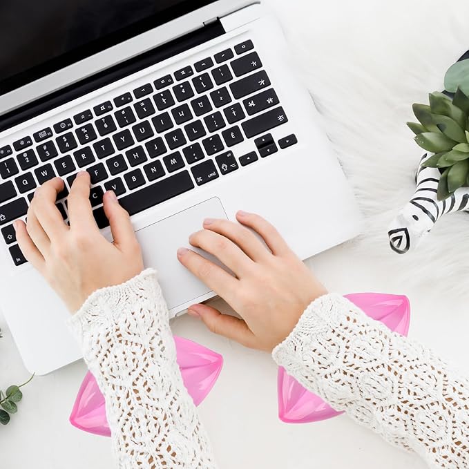 Gel Wrist Rest for Keyboard and Mouse Transparent Pink Lip Elbow Pad Cushion Ergonomic Cute Clear Cool Mouse Wrist Pad Silicone Non-Slip Support for Computer Gaming Home Office Women Girl Hand Pillow