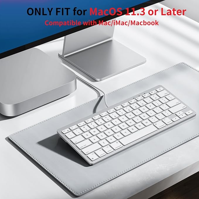 OMOTON Wired Keyboard for Mac Devices ONLY with Dual Interface, Comfortable Typing Angle & Stable Connection, Compatible with MacBook, iMac, Mac mini, PC-White