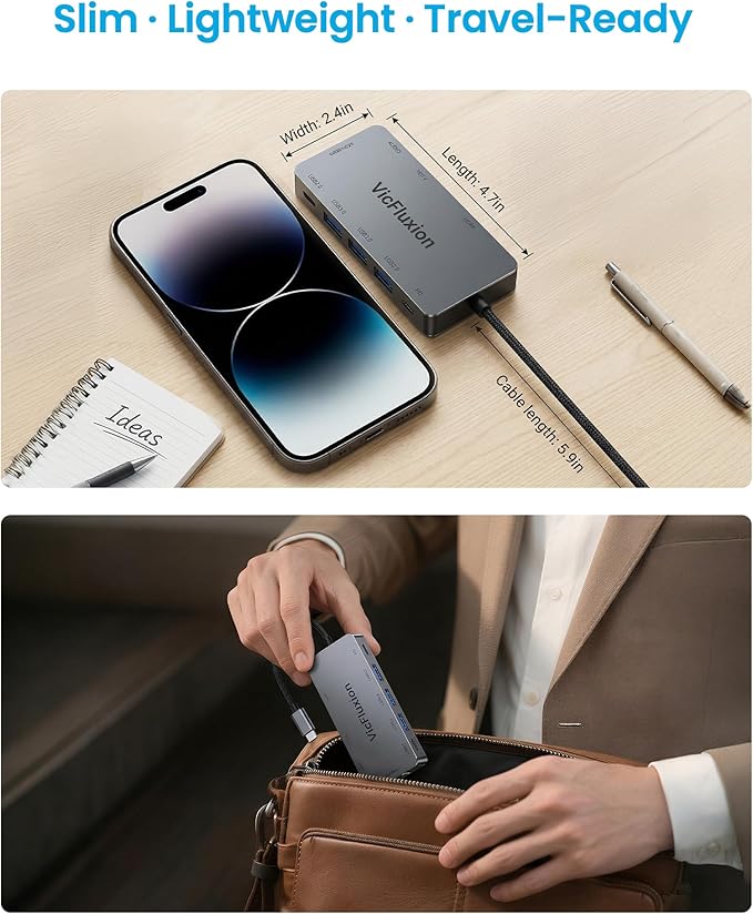 USB C Docking Station Dual Monitor, 9-in-1 USB Hub with 2 HDMI 4K@60HZ, 1×1000Mbps Ethernet, 3× USB 3.0, 1× Type C, 1× PD Charging, 1×3.5mm Audio, HDMI Adapter for Laptops/Computer/Tablets/Mac/Windows