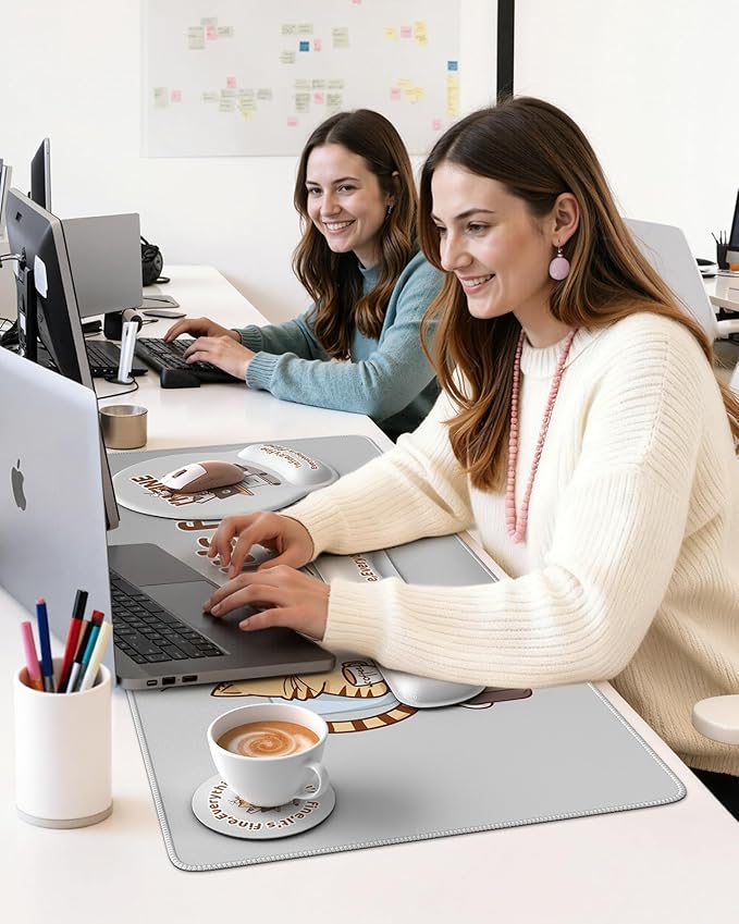 HAOCOO Mouse Pad with Wrist Rest, Funny Office Accessories, Non-Slip Gaming Desk Mat, Ergonomic Computer Mousepad for Home Office Decor