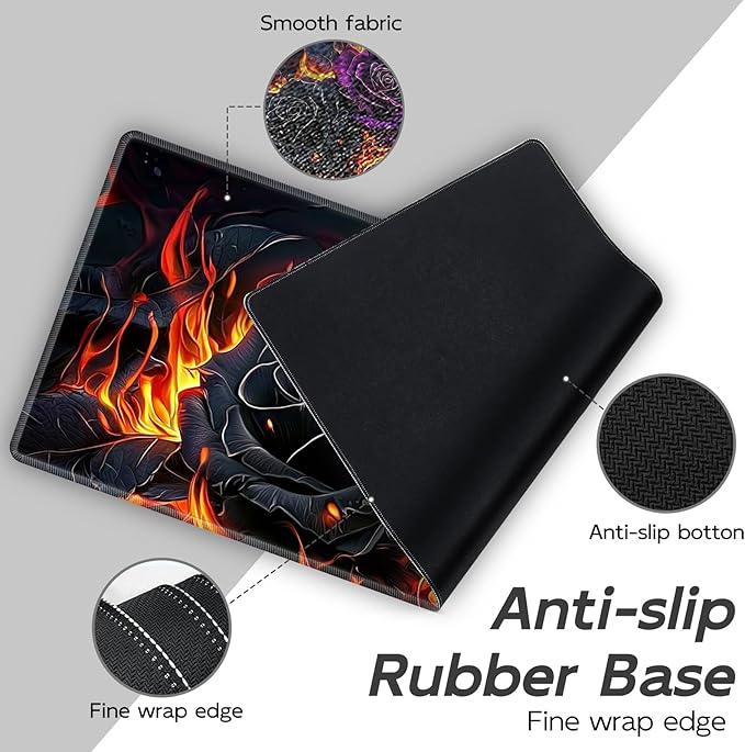 Gaming Mouse Pad Set, Cherry Tree Owl Large Desk Mat Mousepad, Keyboard Wrist Support, Mouse Wrist Rest, Coaster 4in1 Ergonomic Memory Foam, Non-Slip Stitched Edge for Home Office