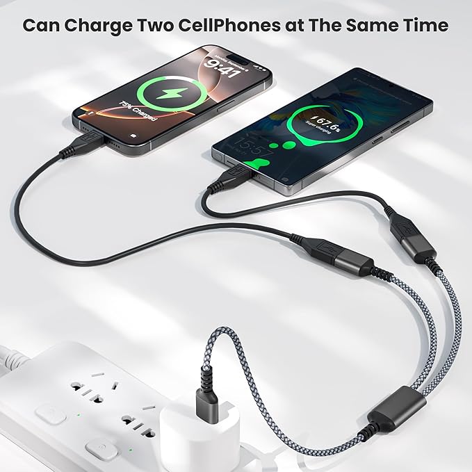 Basesailor USB Splitter 1 in 2 Out 1FT, A Male to Double Female Y Cable Extension Adapter,Dual A Port Extender Hub,Data Charger Power Split for Car,Xbox One Series,PS4,PS5,Laptop,Keyboard,Mouse