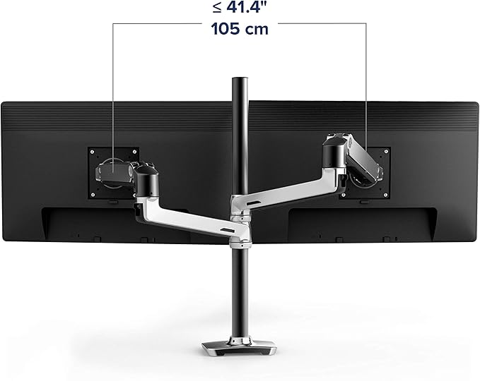 Ergotron – LX Vertical Stacking Dual Monitor Arm, VESA Desk Mount – for 2 Monitors Up to 40 Inches, 7 to 22 lbs Each – Tall Pole, Polished Aluminum